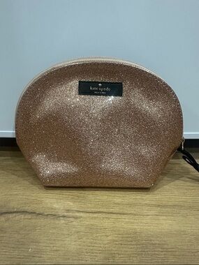Kate Spade Rose Gold Shimmy Glitter Cosmetic Bag EUC